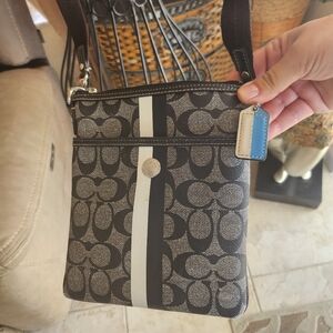 Coach Signature Crossbody Bag in Black and White